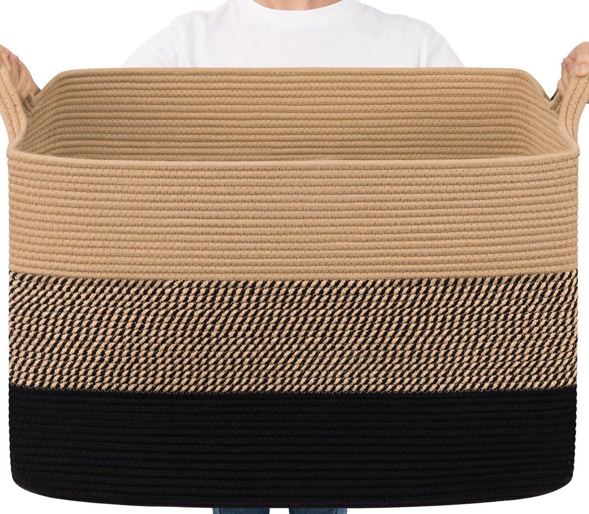 Woven Storage Baskets with Handles for Shelves & Closets
