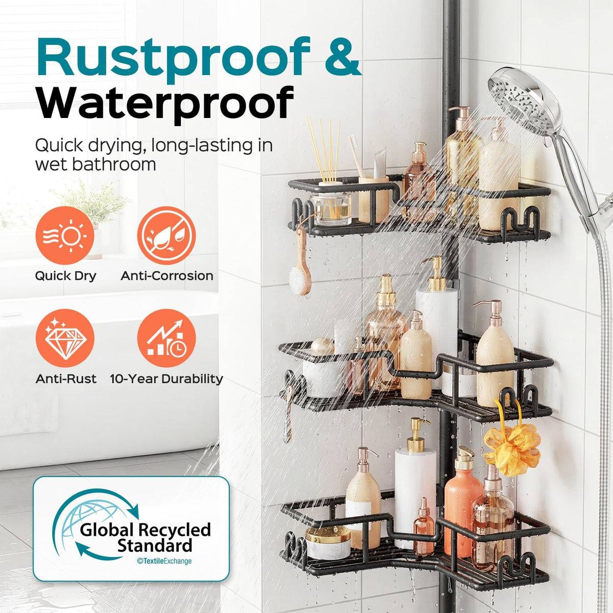 Corner Shower Caddy Organizer for Bathroom Storage