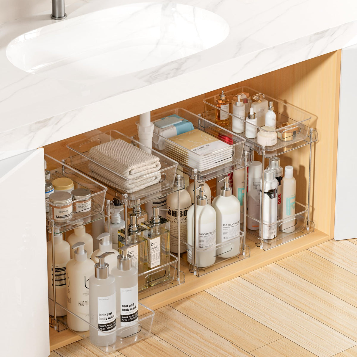 4-Pack 2-Tier Clear Pull-Out Under-Sink Organizers