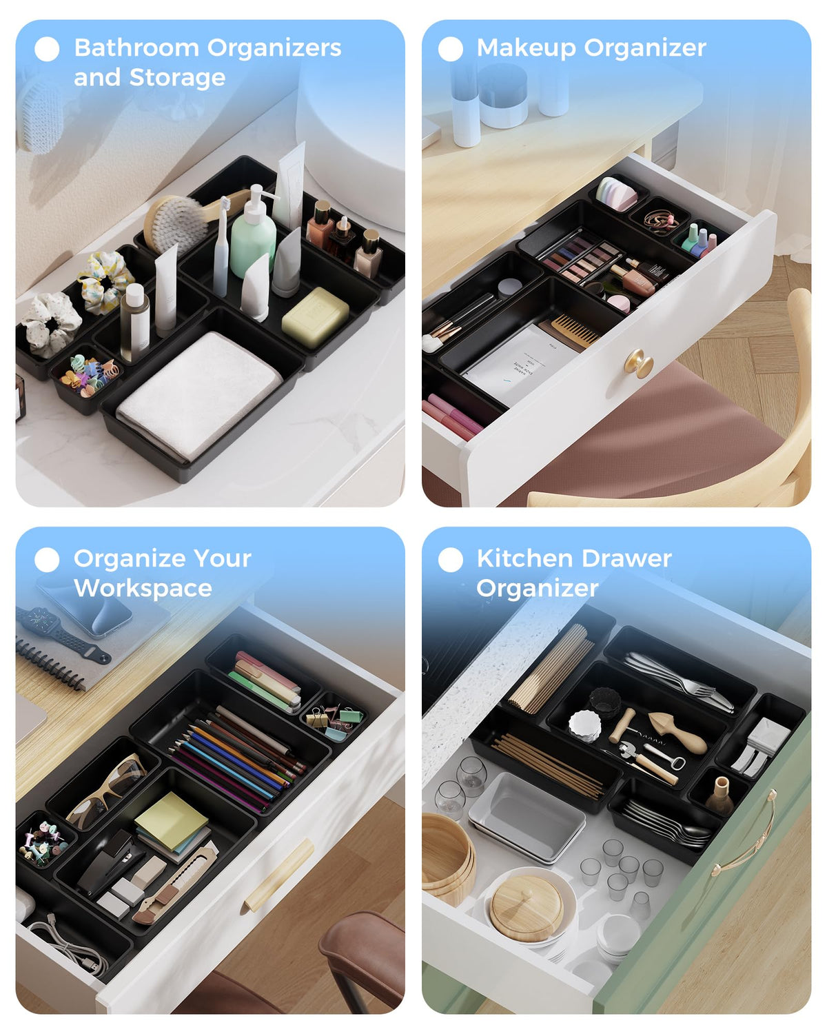 25-Piece Plastic Drawer Organizer Tray Set for Home