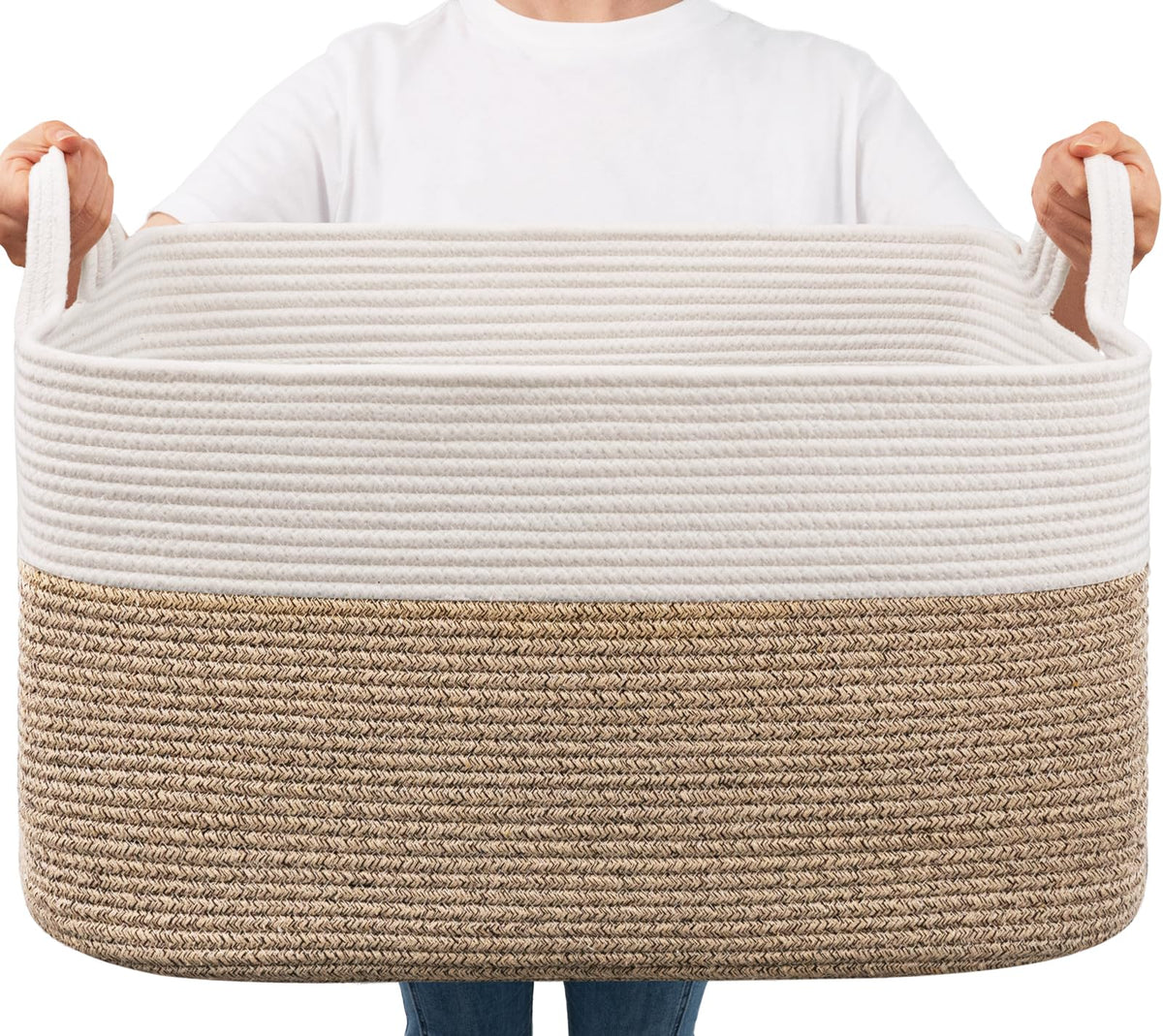 Woven Storage Baskets with Handles for Shelves & Closets
