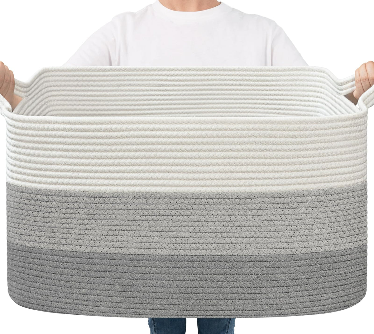 Woven Storage Baskets with Handles for Shelves & Closets