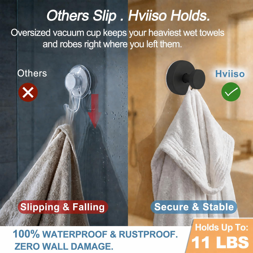Large Suction Cup Shower Hooks for Glass & Mirrors