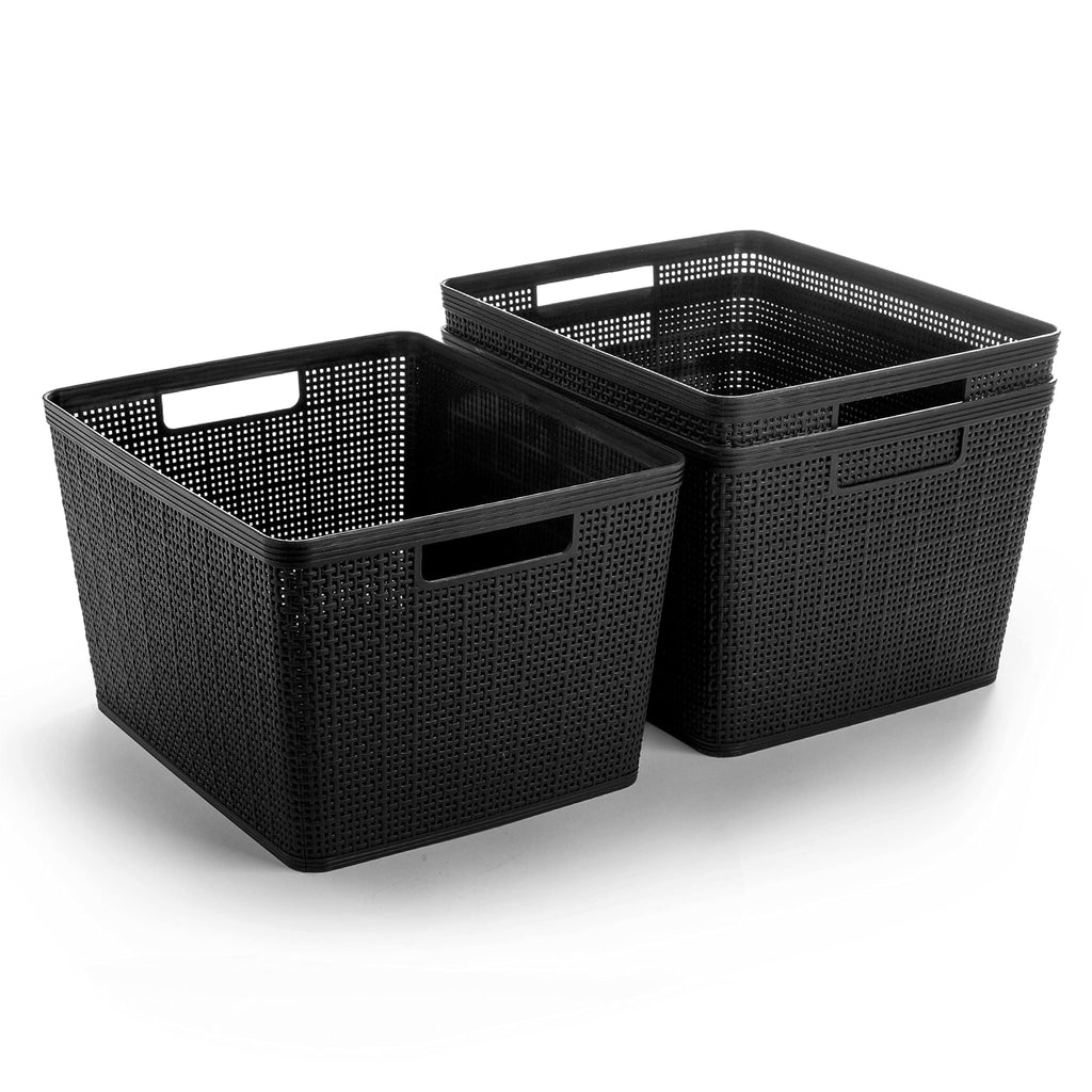BINO | Woven Plastic Basket - THE JUTE COLLECTION | Home Organization, Space - Saving Storage, Stylish Design | Jute Basket | Plastic Storage Basket