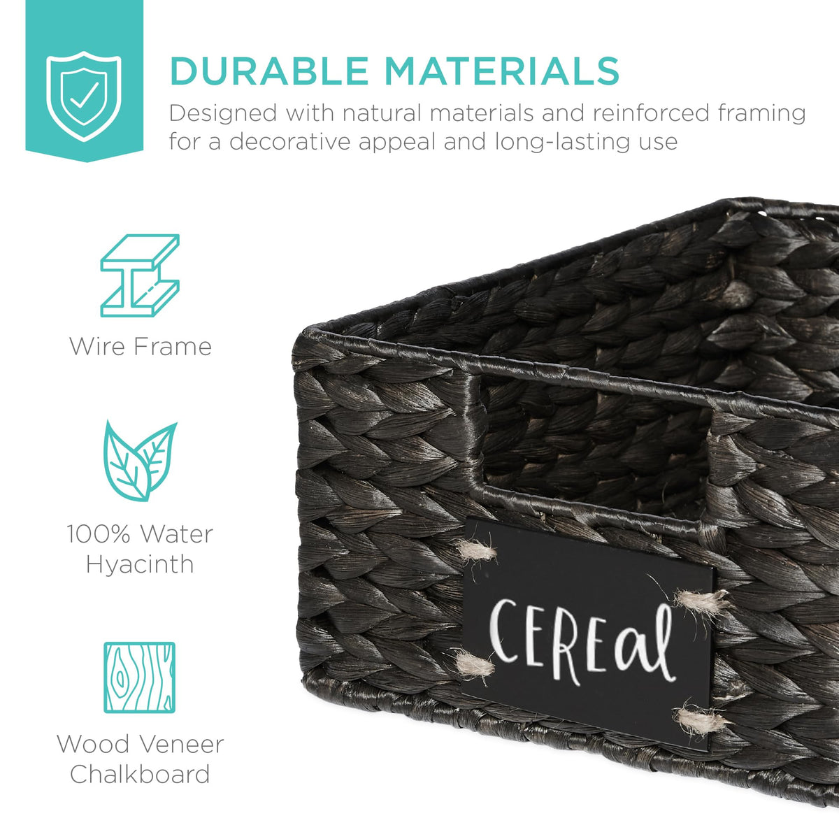 Best Choice Products Set of Woven Water Hyacinth Pantry Baskets w/Chalkboard Label, Chalk Marker