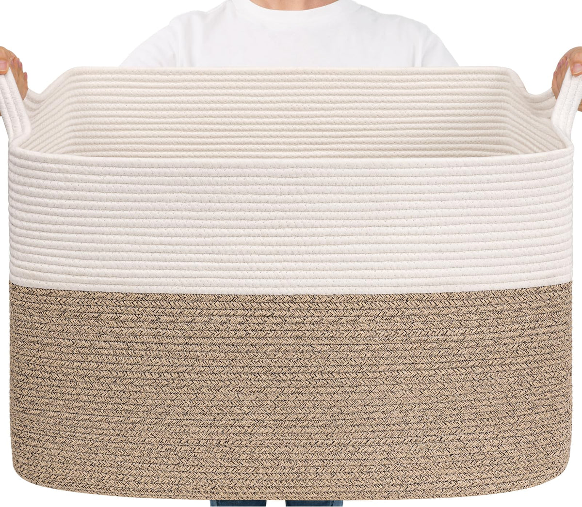 Woven Storage Baskets with Handles for Shelves & Closets