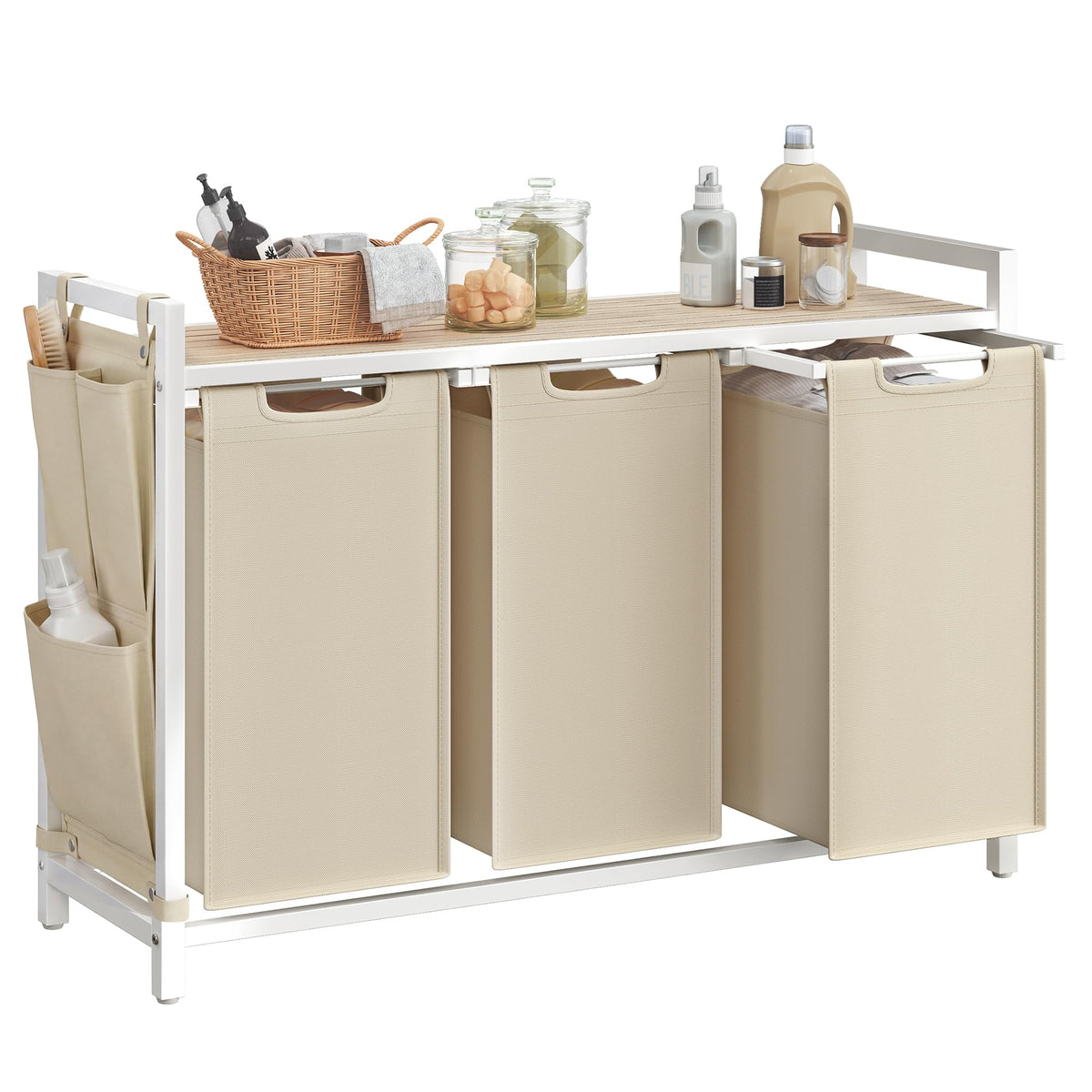 Laundry Basket with Removable Bag, Shelf & Metal Frame