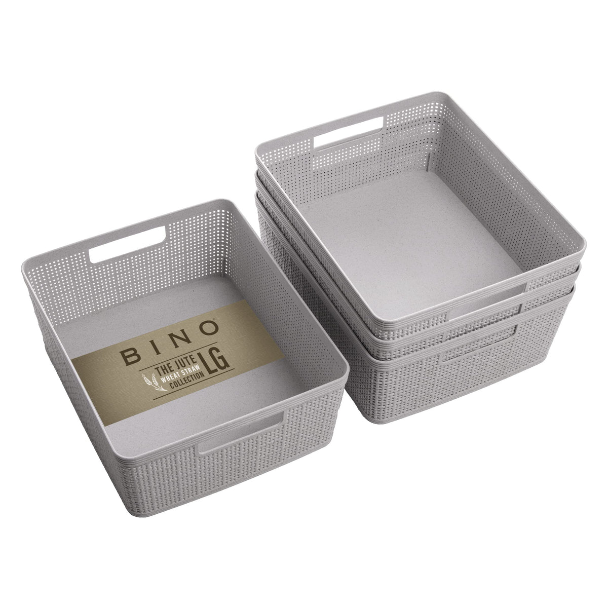 BINO | Woven Plastic Basket - THE JUTE COLLECTION | Home Organization, Space - Saving Storage, Stylish Design | Jute Basket | Plastic Storage Basket