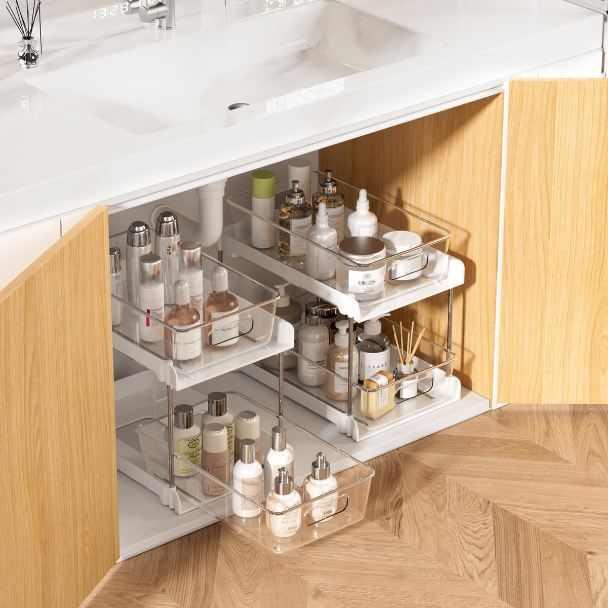 4-Pack 2-Tier Clear Pull-Out Under-Sink Organizers