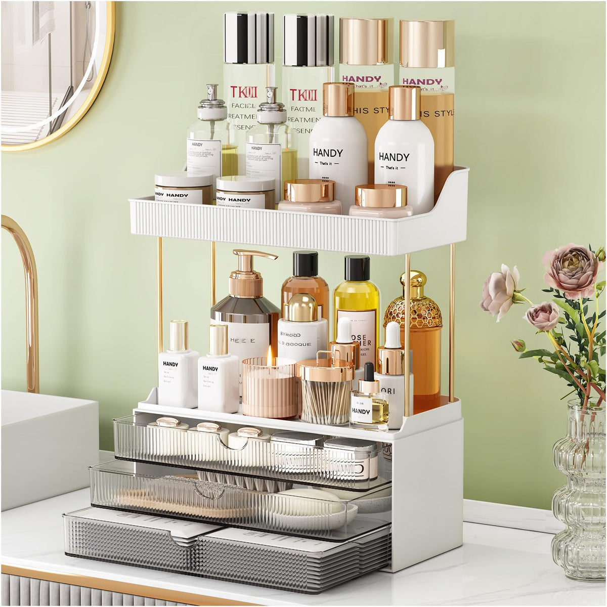 Bathroom Countertop Makeup & Perfume Organizer