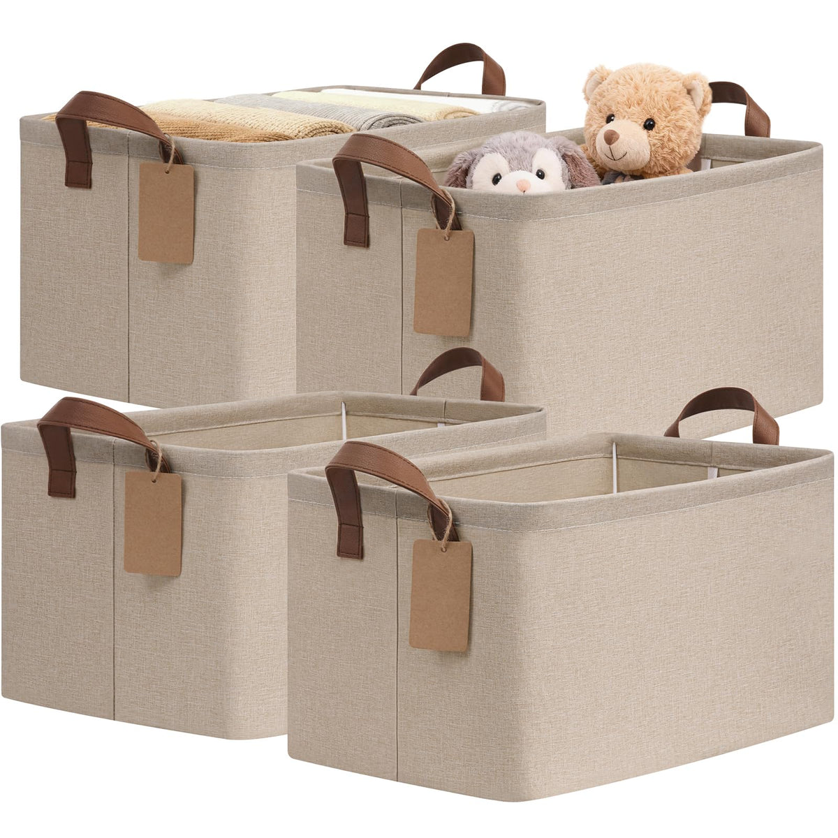 4-Pack Fabric Storage Baskets for Shelves & Closets