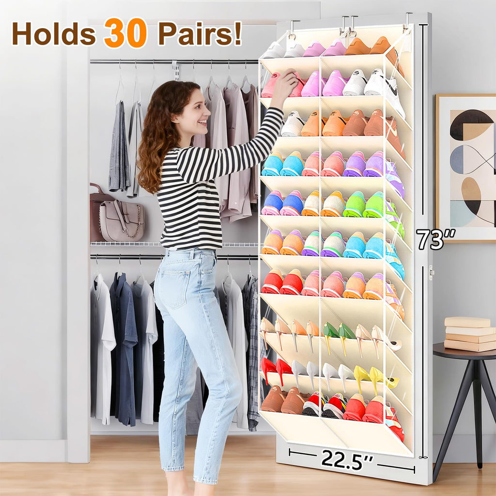 30-Pocket Over-the-Door Mesh Shoe Organizer for Closet
