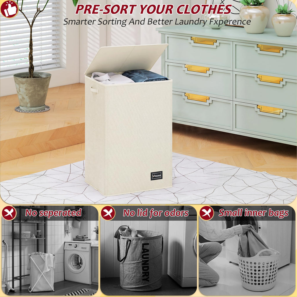 195L Large Laundry Hamper with Lid for Clothes Storage