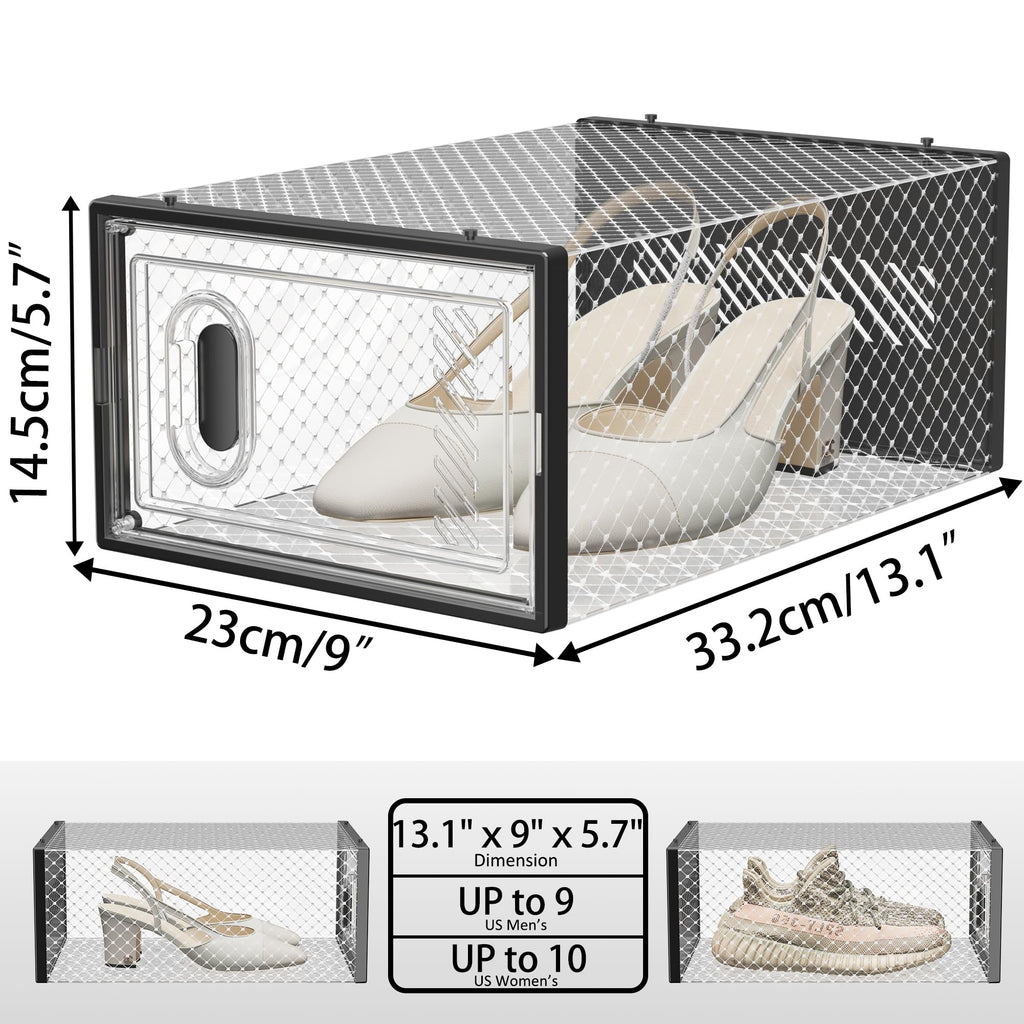 Stackable Clear Shoe Storage Box with Front Door