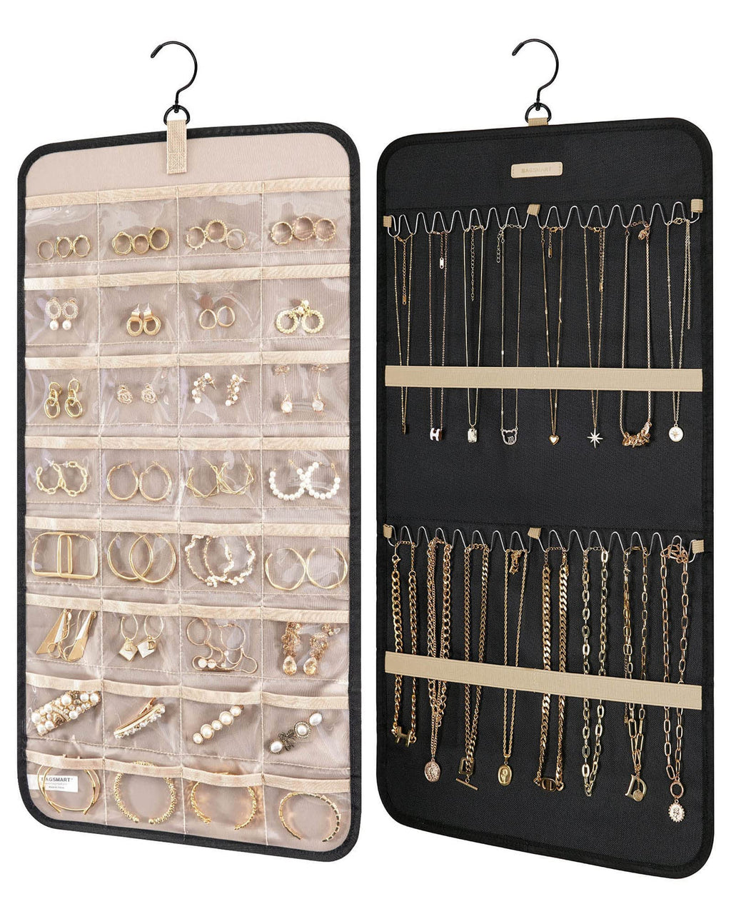 Double-Sided Hanging Jewelry Organizer for Travel & Closet
