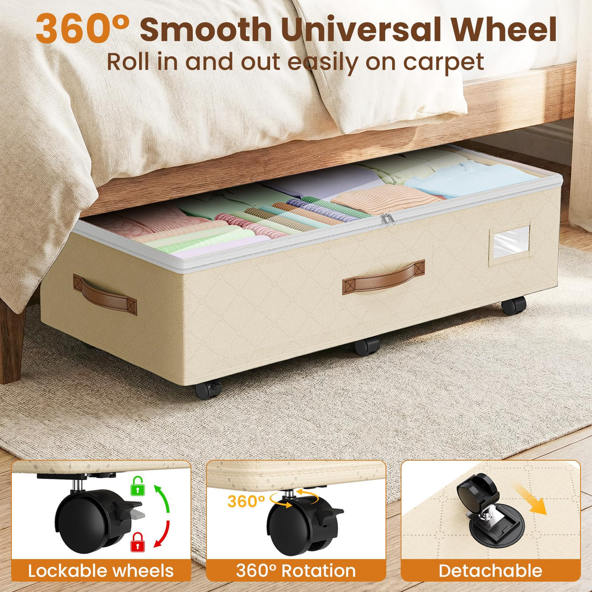 Budding Joy 60L Underbed Storage with Wheels