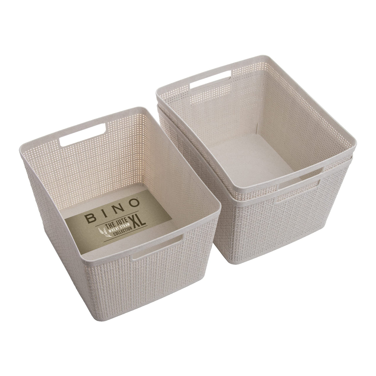 BINO | Woven Plastic Basket - THE JUTE COLLECTION | Home Organization, Space - Saving Storage, Stylish Design | Jute Basket | Plastic Storage Basket
