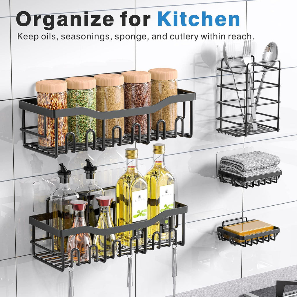 5-Pack Rustproof Stainless Steel Adhesive Shower Caddies