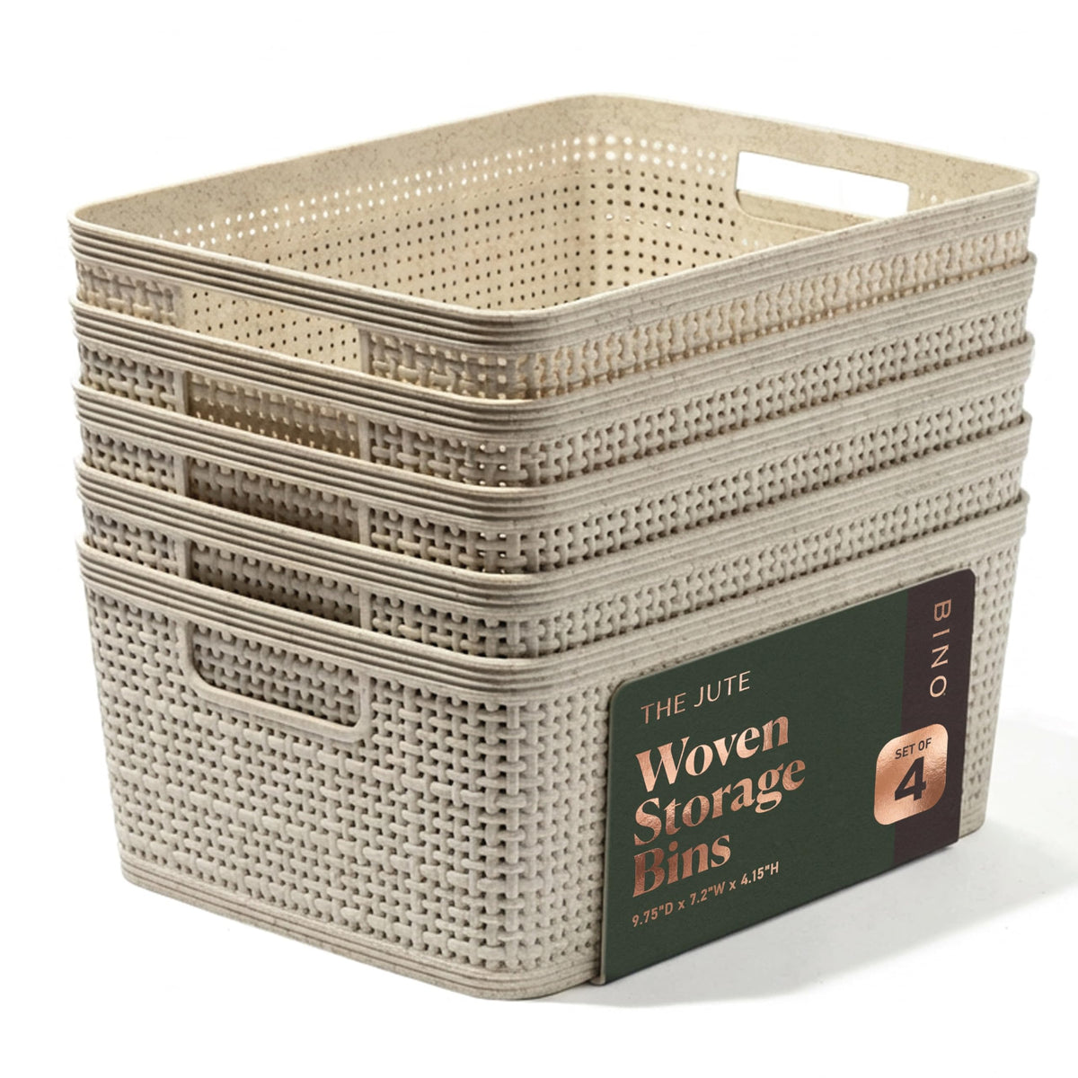 BINO | Woven Plastic Basket - THE JUTE COLLECTION | Home Organization, Space - Saving Storage, Stylish Design | Jute Basket | Plastic Storage Basket