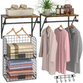 Wall-Mounted Laundry Shelves with Baskets & Drying Rack