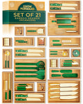 Grow Forward Bamboo Drawer Organizer Boxes - Wooden Drawer Organizers for Kitchen, Bathroom, Office, Desk, Vanity, Makeup - Non-Slip Junk Drawer Organizer Trays for Storage and Organization