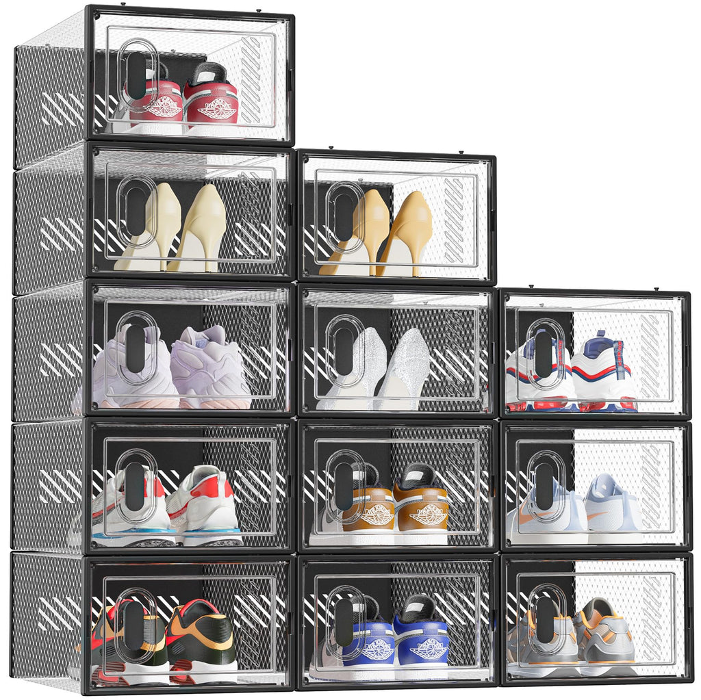 Stackable Clear Shoe Storage Box with Front Door
