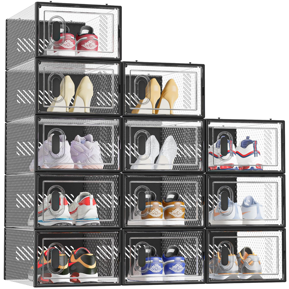 Stackable Clear Shoe Storage Box with Front Door