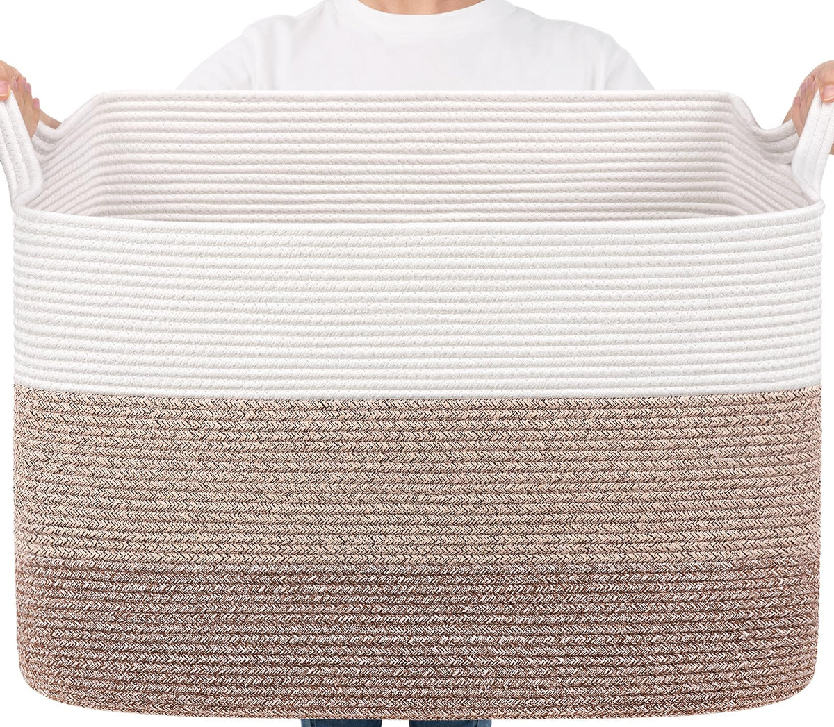 Woven Storage Baskets with Handles for Shelves & Closets