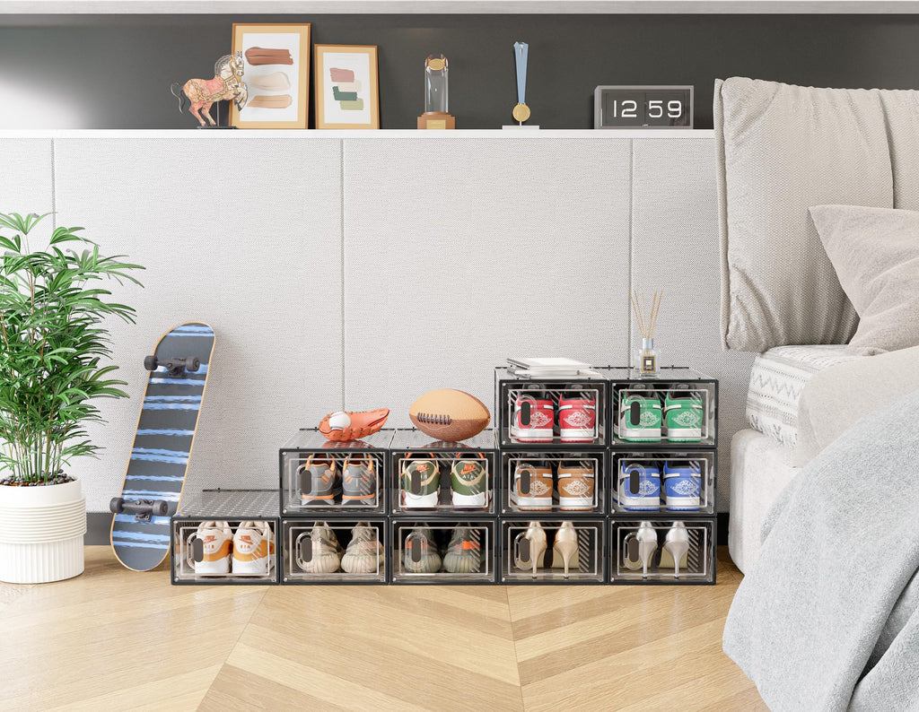 Stackable Clear Shoe Storage Box with Front Door