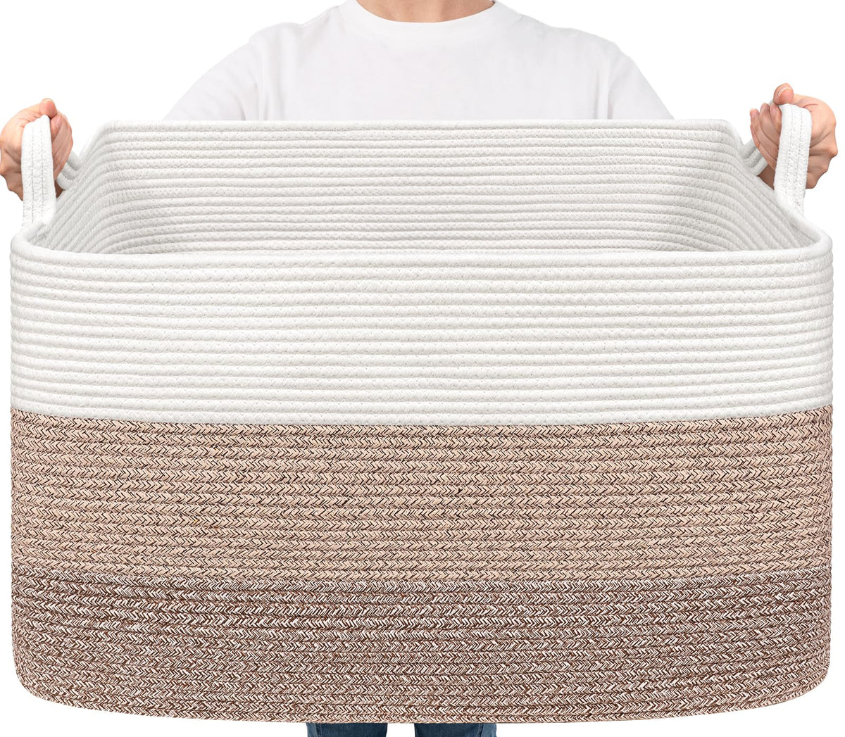 Woven Storage Baskets with Handles for Shelves & Closets