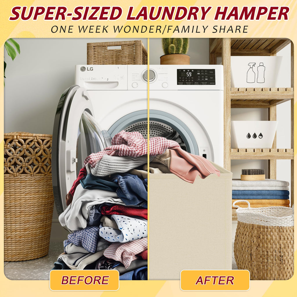 195L Large Laundry Hamper with Lid for Clothes Storage