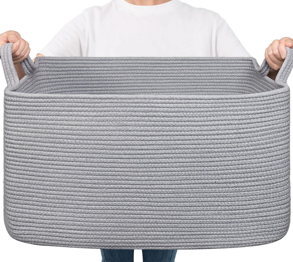 Woven Storage Baskets with Handles for Shelves & Closets