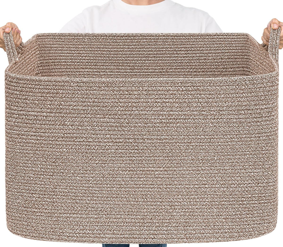 Woven Storage Baskets with Handles for Shelves & Closets