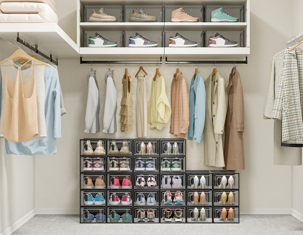 Stackable Clear Shoe Storage Box with Front Door