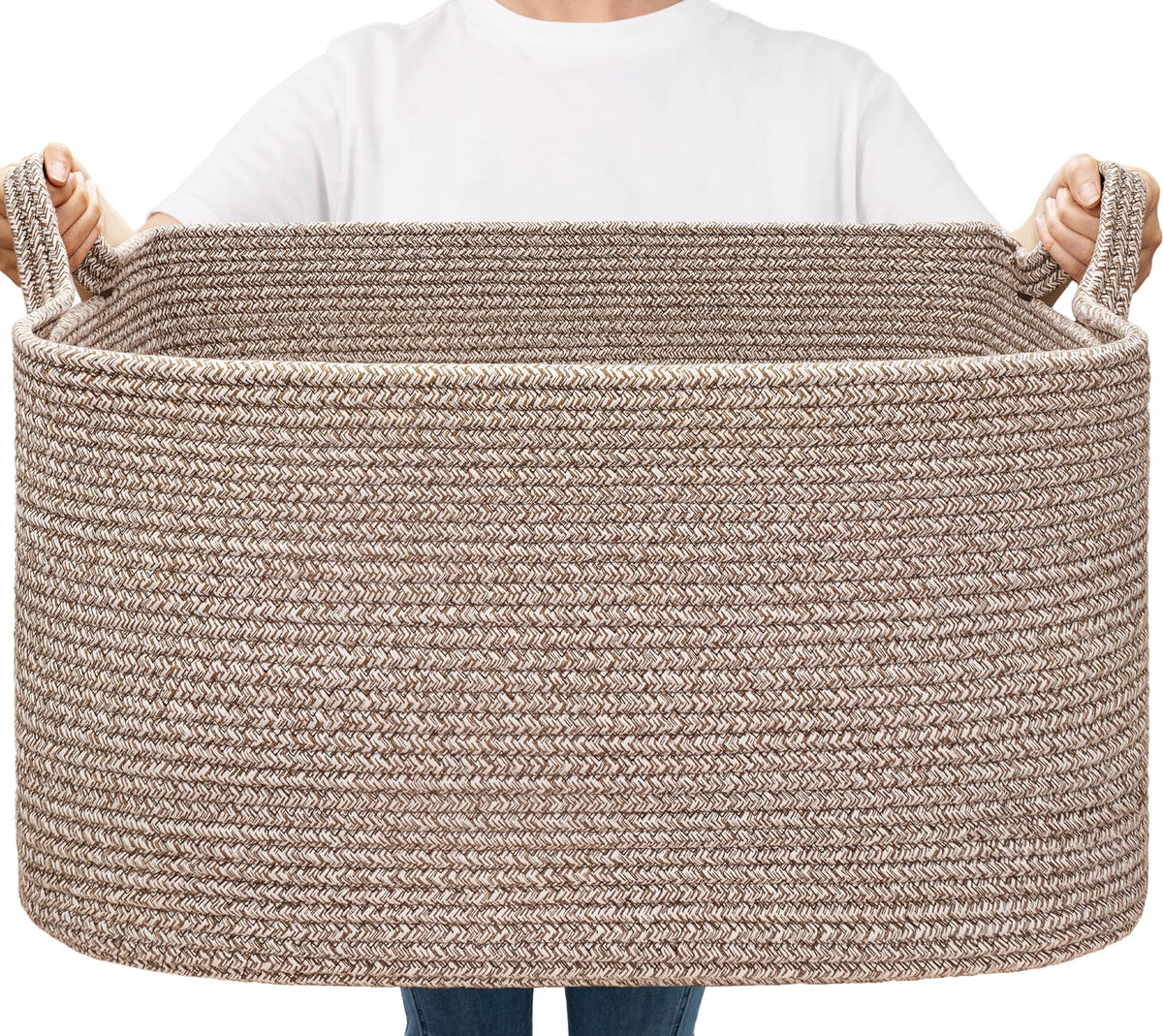 Woven Storage Baskets with Handles for Shelves & Closets