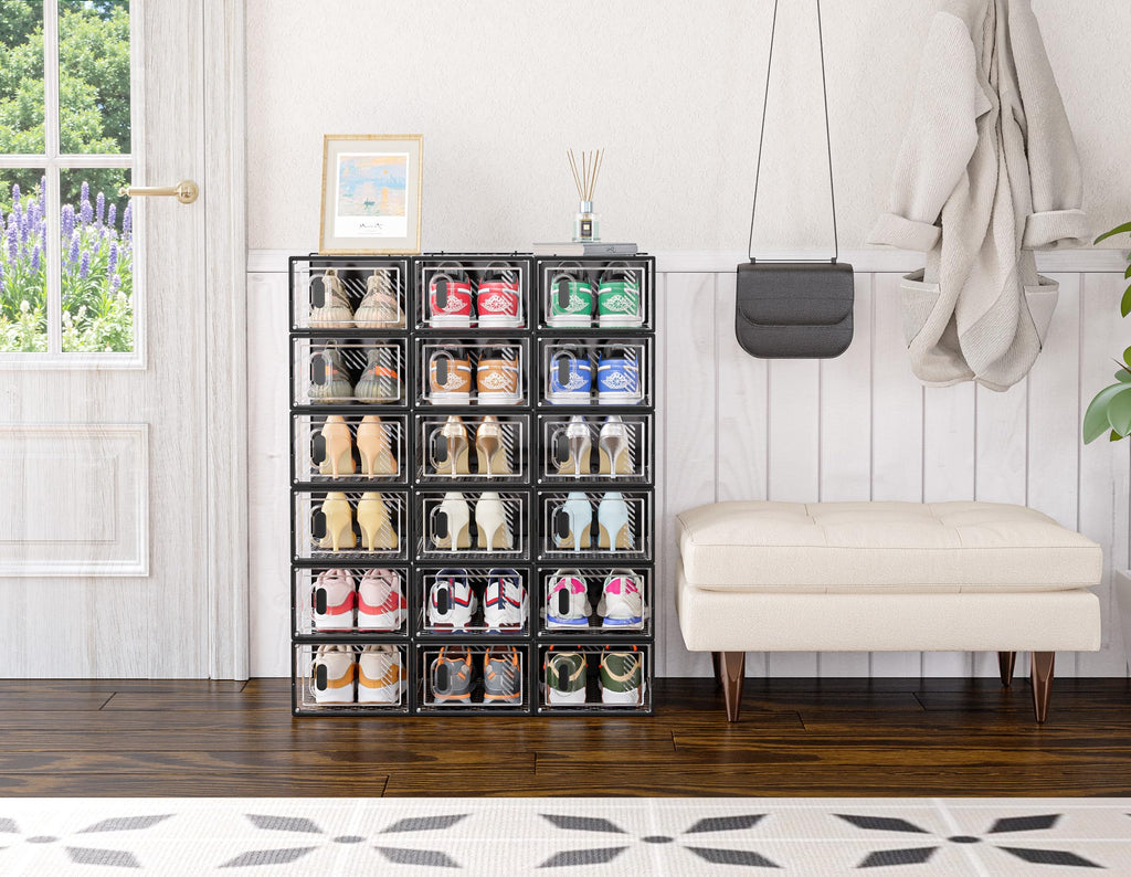 Stackable Clear Shoe Storage Box with Front Door