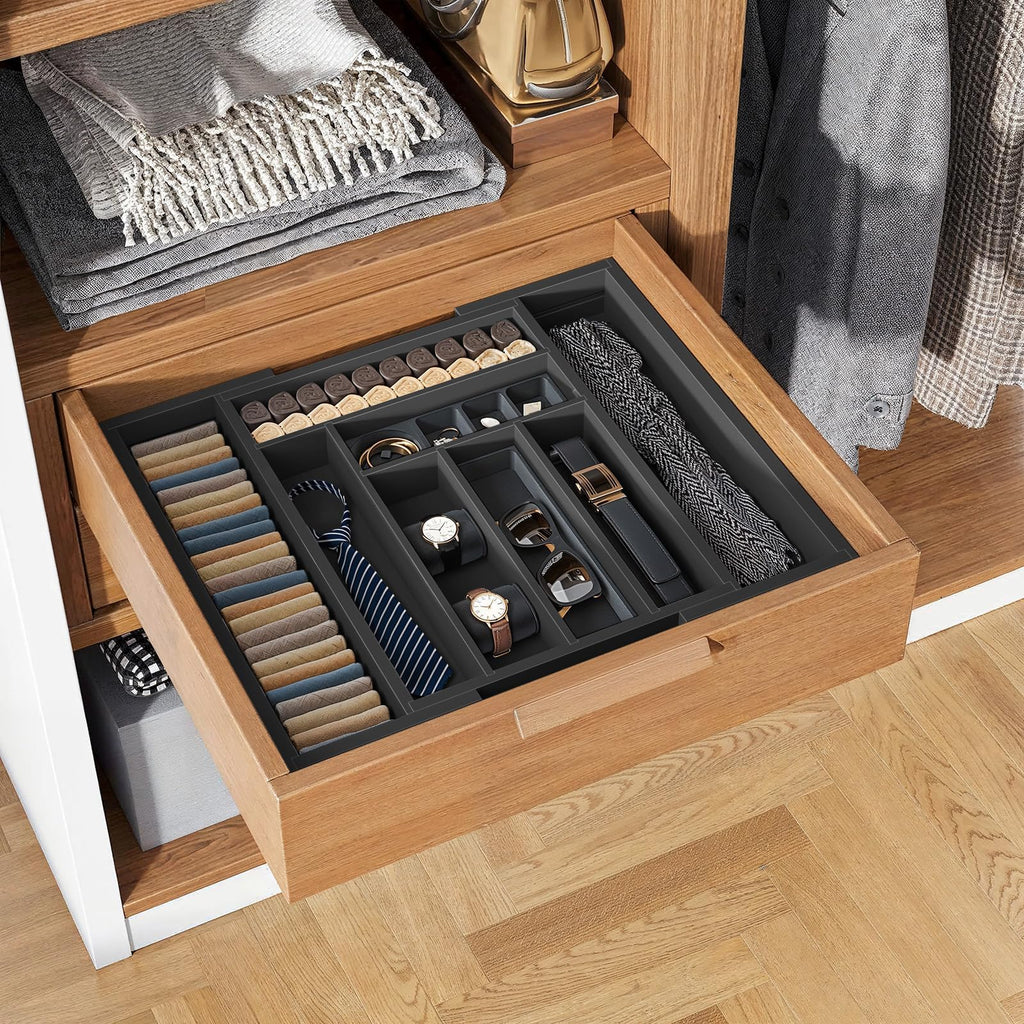 Pipishell Bamboo Silverware Organizer, Expandable Cutlery Tray