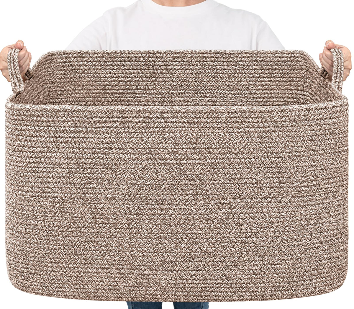 Woven Storage Baskets with Handles for Shelves & Closets