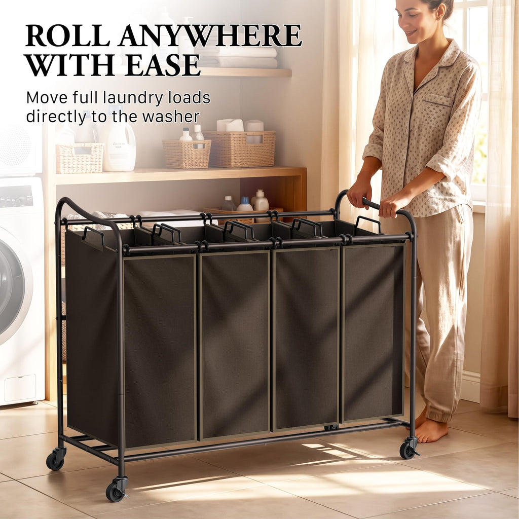 4-Bag Heavy-Duty Rolling Laundry Sorter Cart